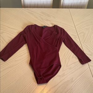 Timing Deep Red Long Sleeve Bodysuit💜